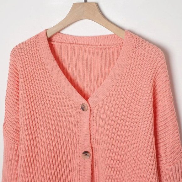 Women's Coral Button-Up Sweater - Picture 5 of 10